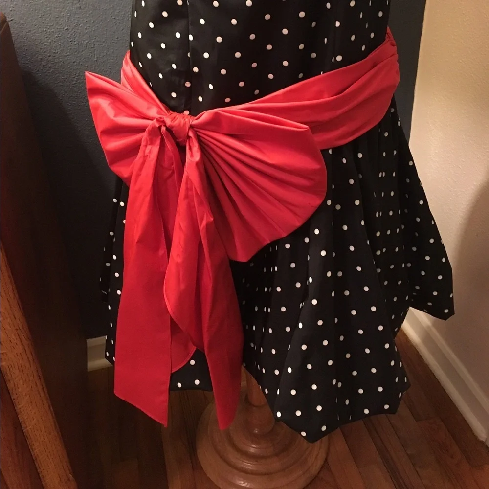 Vintage 1980's Pantagis Polka Dot Party Dress - Picture 4 of 4